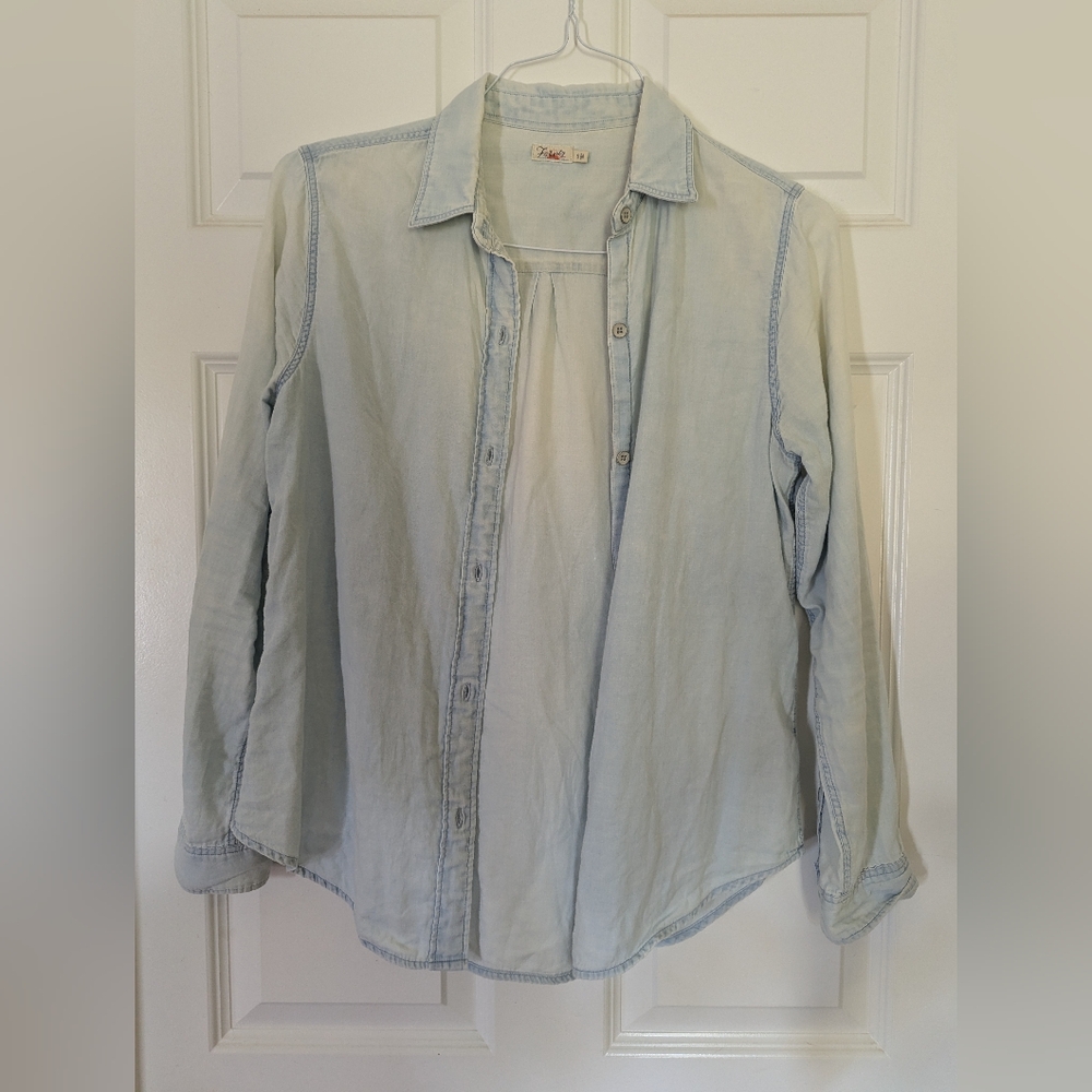 Faherty Light Blue Denim Button-Up Shirt
